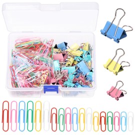 Glarks 351Pcs Paper Clips and Binder Clips Set, Colored Office Clips Set, Assorted Size and Color Binders & Paperclips for Classroom School Office Home Document Organizing Gift Wrapping