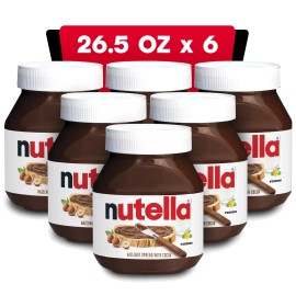 Nutella Hazelnut Spread with Cocoa for Breakfast, 26.5 oz Jar, Bulk 6 Pack