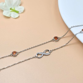 Wasee July Birthstone Anklet Bracelet for Women 925 Sterling Silver Ruby Birthstone Adjustable Infinity Anklets Birthday Anniversary Christmas Bracelet/Anklets Jewelry for Women