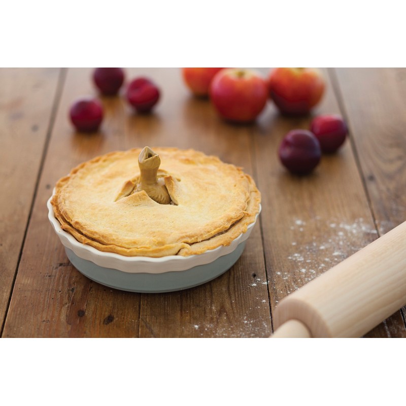 KitchenCraft Classic Collection 20cm Round Ceramic Pie Dish, White