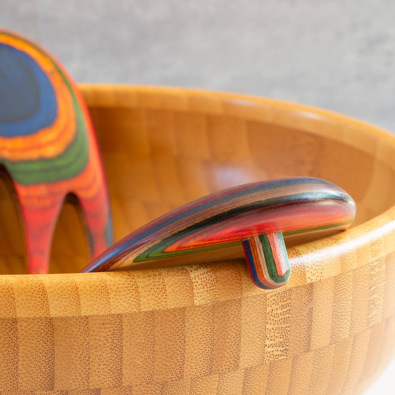 Totally Bamboo Baltique Marrakesh Collection Salad Hands Serving Utensil Set,