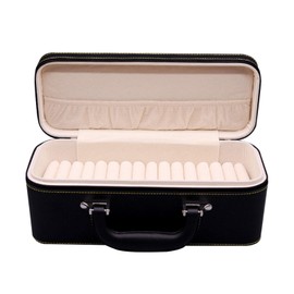 Yiju 1 Bangle Box, Jade Bracelets Display Case Storage Case Jewelry Organizer PU Leather bracelet Case for Retail Stores Dresser Engagement, Black and Beige