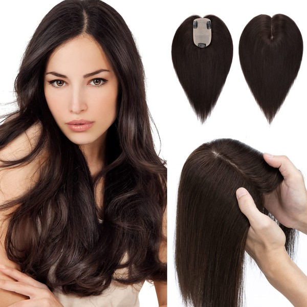 Hairro Human Hair Toppers for Women, Clip in Hair Pieces,
