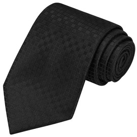 KissTies Mens Black Tie Set Mens Necktie Wedding Ties + Pocket Square