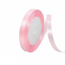 10mm X 22 Meters Solid Pink Ribbon,Double Sided Polyester Ribbons for Gift Wrapping,Satin Wide Gift Ribbon,for Christmas,Wedding,Birthday,Valentine,Baby Shower,Car,Hair Bow,DIY Crafting