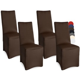 Beautissu Banquet Chair Covers, Set of 4, 45 x 90 cm, Leona Elegant Stretch Covers for Chairs, Elastic Chair Covers in Set with Oeko-Tex Seal in Brown