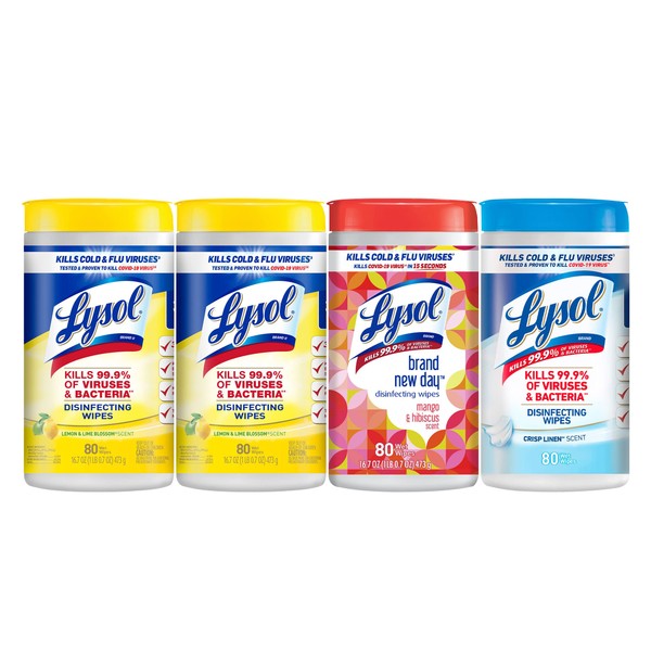 Lysol Disinfectant Wipes Bundle, Multi-Surface Antibacterial Cleaning Wipes, contains x2