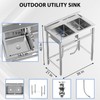 Stainless Steel Utility Sink, 36in Free Standing Double Bowl Kitchen