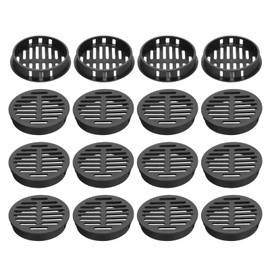 sourcing map 20Pcs 50mm/2in Air Vents Circular Soffit Vents, Black Plastic Soffit Vent Cover for Bathroom Home, Office, Kitchen, Cabinet, Wardrobe