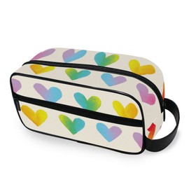 Moyyo Rainbow Hearts Wash Bag Travel Toiletry Bag Portable Wash Bag Hanging Toiletry Bag Cosmetic Bag Toiletry Bag for Women Men Kids Girls Boys