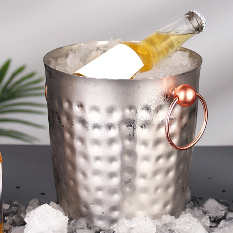 3L Portable Stainless Steel Ice Bucket Container Champagne Barrel with