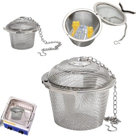 MDEOOSKY 3Pcs Stainless Steel Jewelry Cleaner Baskets, 1.7" 2.5" 3.5" Basket Cleaning Small Holder with Hook, for Ultrasonic Parts Cleaner Jewelry Steam Cleaner