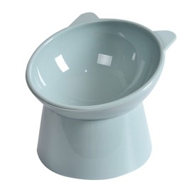 NABOKIO Tilted Cat Food Bowl - Whisker Friendly, Anti Vomiting, Slanted, Cat Bowl, Blue