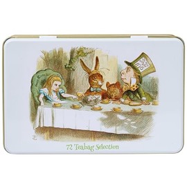 New English Teas Alice in Wonderland Tea Tin – 72 Teabag Selection with English Breakfast, Earl Grey & Afternoon Tea – Collectible Gift Tin with Classic Mad Hatter Artwork