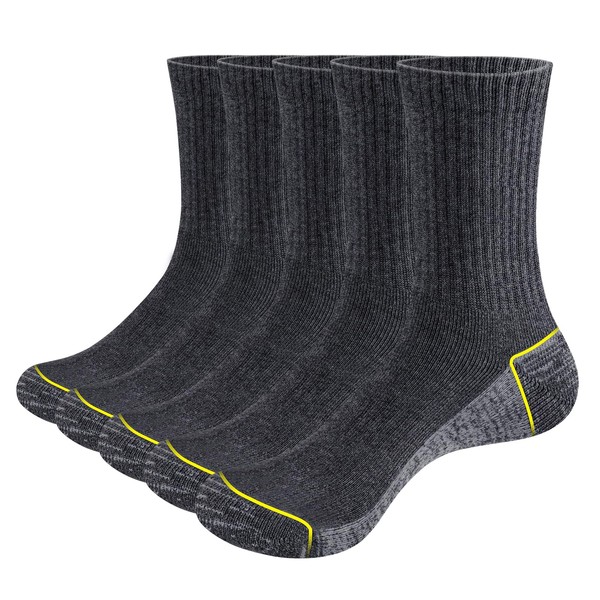 YUEDGE Mens Socks Moisture Wicking Work Socks Cushioned Crew Socks