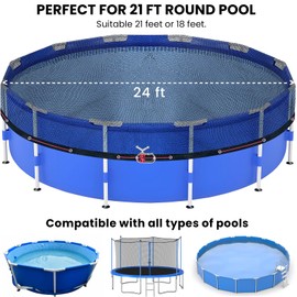24FT Round Pool Leaf Net Cover for Above Ground Pool, Black Ultra-Fine 0.15in Mesh Pool Leaf Cover with Winch & Cable Prevents Leaves and Debris from Entering (24FT)