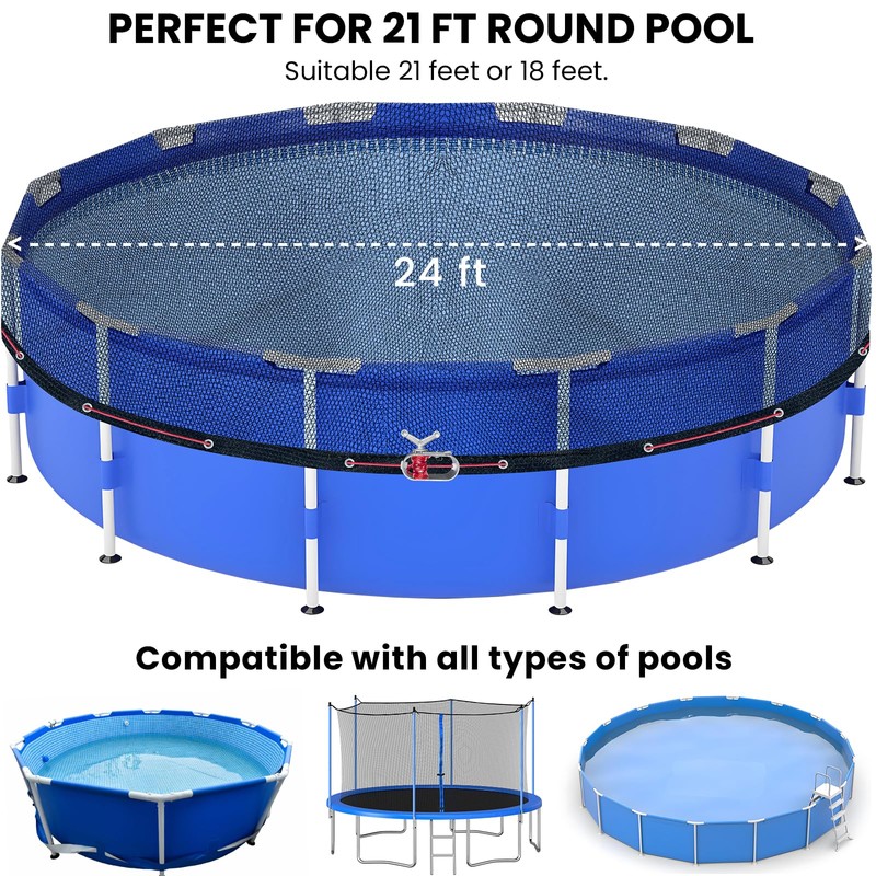 Waterproof Winter Pool Cover, Multifunctional Round Tarp for Above Ground