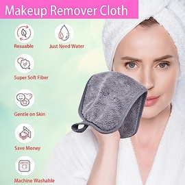 Paos desmaquillantes para cara, ojos, labios, almohadillas desmaquillantes reutilizables, paos de limpieza facial de microfibra suave, 6 x 12...      