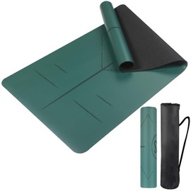 Natural Rubber Yoga Mat - Non Slip Non Toxic - 72’'x26.8''x5mm - Hot Yoga, Pilates, Floor Workout - For Women and Men - with Carrying Bag (Forest Green)