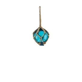 Sea-Club Fishing Ball Maritime Decorative Glass / Rope Diameter 8 cm Sea Blue