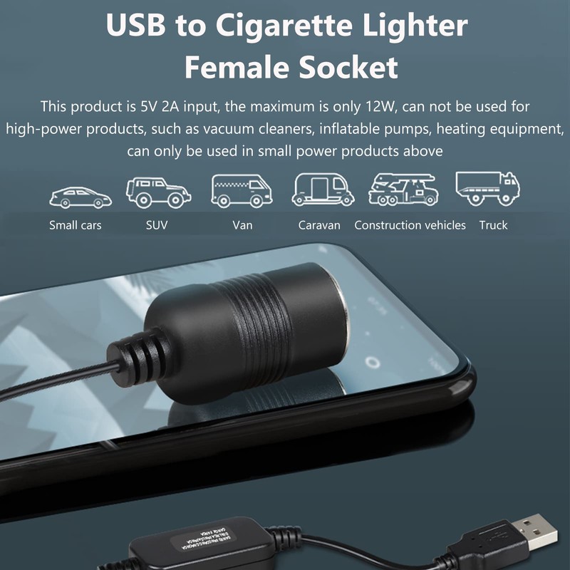 VBESTLIFE Zigarettenanzünder Adapter Konverter,USB Port zu 12V Zigarettenanzünder Buchse Konverter
