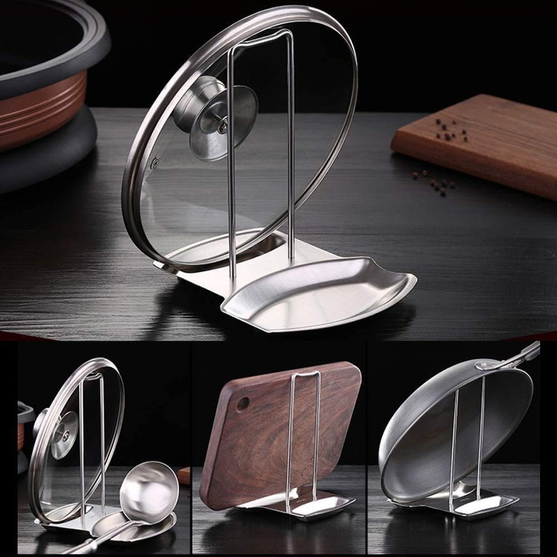 Lid and Spoon Rest Shelf,304 Stainless Steel Pan Pot Cover