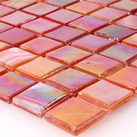 Mosaic Tiles Glass Mosaic Tiles Mother of Pearl Effect Red Mix