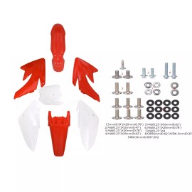 Unbranded Red Plastics Fender Fairing Kit w/ Bolts For Honda CRF70 XR70 Pit Dirt Bike DB17
