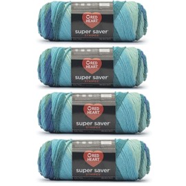 Generic Bulk Buy - Red Heart Super Saver Peacock Stripes Yarn - 4 Pack of 141g/5oz - Acrylic - 4 Medium (Worsted) - 236 Yards - Knitting/Crochet