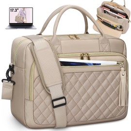 Laptop Bag 17.3 Inch Laptop Briefcase for Women Waterproof Computer Bag Large Messenger Bag Professional Laptop Case for Business Office Work College,Khaki
