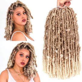 Butterfly Locs Crochet Hair-7 Packs Faux Locs Crochet Hair 12 Inch Distressed Soft Locs Crochet Hair For Black Women (12 Inch(Pack of 7), 27#/613#)