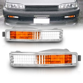 AmeriLite Replacement Bumper Parking Lights Clear Set For 90-91 Honda Accord - Passenger and Driver Side