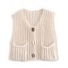 Hvewarm Womens Casual Chunky Knit Vest Gold Button Down Crop