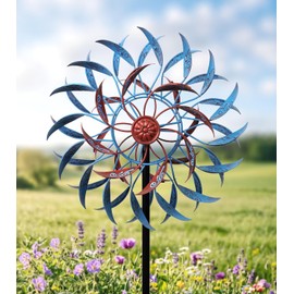 4 Layer Wind Spinner Outdoor Metal, 13" Kinetic Wind Spinner for Yard and Garden, Decorative Metal Yard Art for Lawn or Patio