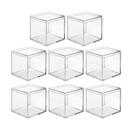 Clear Acrylic Plastic Square Cube, 8-piece Acrylic Clear Box, Long Lasting, with Lid, Acrylic Square Container is Suitable for Storing Candy, Small Accessories, Cosmetics (2.2inch)