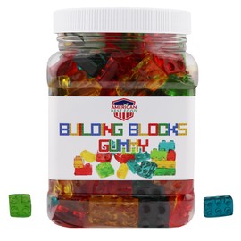 American Best Food 3D Building Block Gummy Candy in Jar, 1.5 Pound
