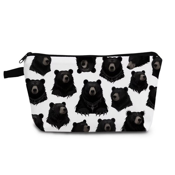 YULUENZE Black Bear Makeup Bag Cute Small Organizer Bag with