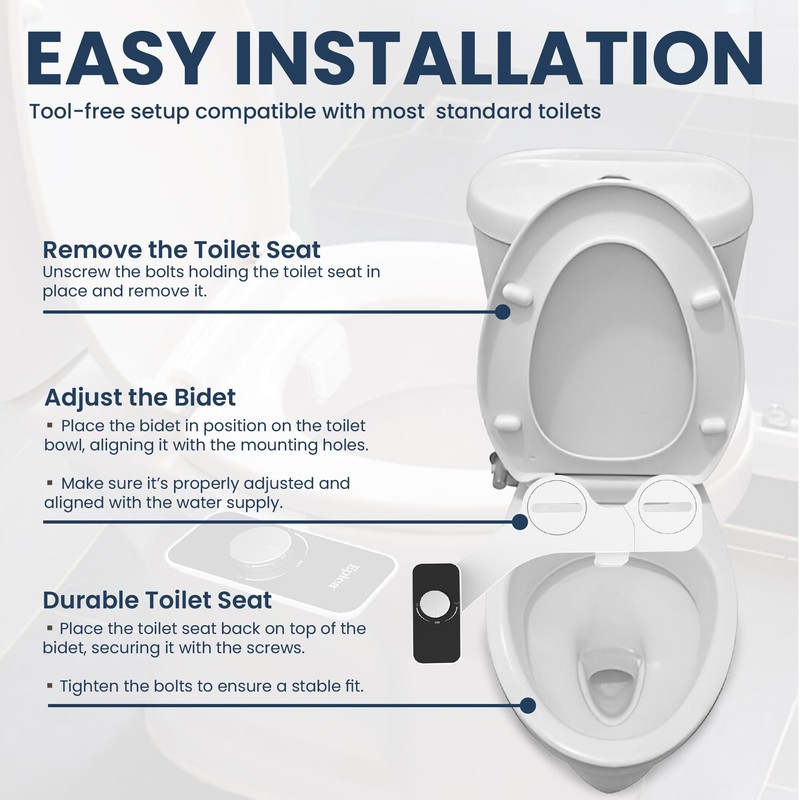 Epica Bidet for Toilet Seat – Warm Water, Adjustable Pressure