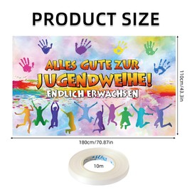 Alles Gute zur Jugendweihe Banner, Youth Consecration Decoration Boy, Decorative Youth Consecration Girl, Hanging Decoration, Finally Adult Banner with String Gift Idea for Youth Consecration