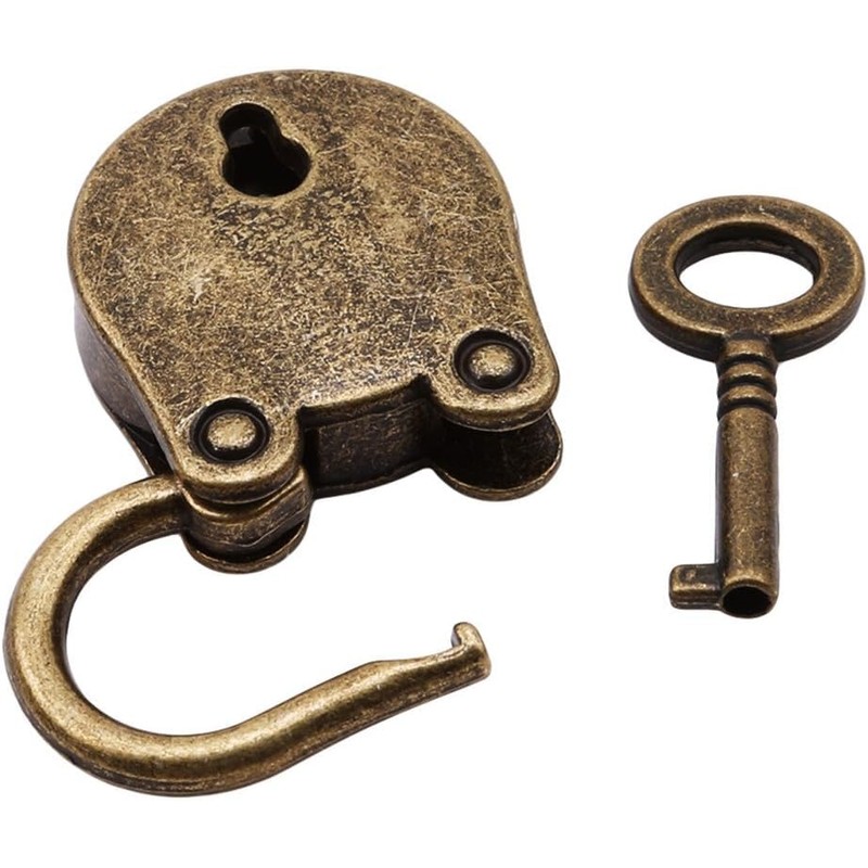 1Set Vintage Antique Style Mini Archaize Classic Padlocks Key Lock