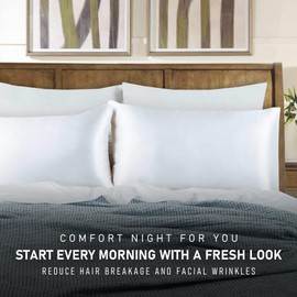 Tyfitb Satin Pillowcase for Hair and Skin, White Pillowcases Set of 2, Cooling Pillow Cases Queen Size(20×30 Inches), Soft Luxury Satin Pillowcase with Envelope Closure