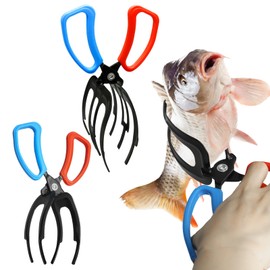 2Pcs Fish Gripper, Fishing Pliers Gripper Fish Grabber Tool Metal Fish Pliers Gripper Claw Upgrade 3 Claw Fish Gripper Anti-Slip 2 Claw Fish Grippers for Fishing, Control Clamp to Catch Fish (2 Style)
