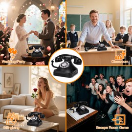 Rotkfst Guest Book Audio Wedding Phone,Record Voice Messages,Retro Guest Book for Wedding or Birthday Party Message Voicemail,Save The Blessings of Your Relatives and Friends（Black Gray）