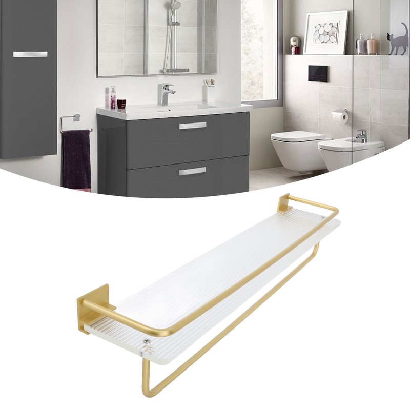Bathroom Towel Rack Holder Acrylic Wall Mounted Hanging Storage Shelf