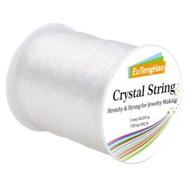EuTengHao 1mm Crystal String Elastic String for Bracelets,150m/492ft Clear Stretchy String for Bracelets,Beads Stretch Cord for Jewelry Making,Stretchy Bracelet Cord Bead String Elastic Beading String