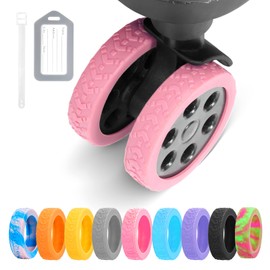 Luggage Wheel Covers, 8 PCS Silicone Wheel Protector Covers for 2-2.6 inches 8-Spinner Wheels, Wear-Resistant, Anti-Noise Wheel Covers for Luggage, Suitcases or Office Chair Caster Wheels (Pink)