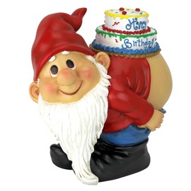 Design Toscano QM17044 Decorations-Garden Loonie Moonie Happy Birthday Naughty Mooning Gnomes Statues, Full Color
