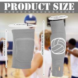 Sosation 2 Set Volleyball Knee Pads and Volleyball Arm Sleeves with Protection Pad Compression Forearm Wrist Guard with Thumb Hole Soft Breathable Pads for Hitting Passing(Black, Gray)