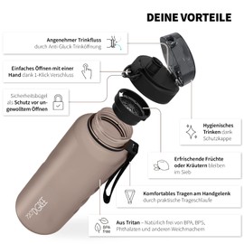 720°DGREE "uberBottle" softTouch Water Bottle 1.5 Litre + Strainer - BPA-Free - XL Water Bottle for Gym, Gym, Workout, Fitness, Sports, Outdoor - Large Sports Bottle Made of Tritan - Lightweight,