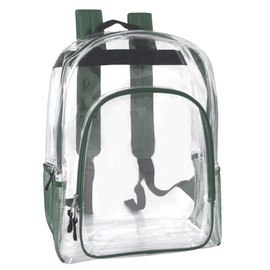 Clear See Through Backpack Heavy Duty | Transparent Clear Backpack Bags Stadium Approved for Women, Men, School, Travel (Green)